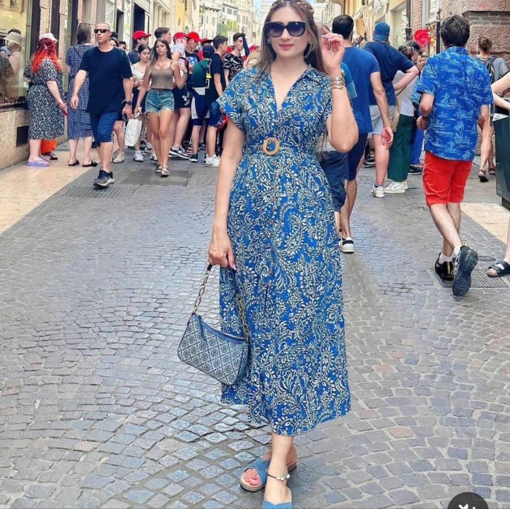 Zara belted printed dress